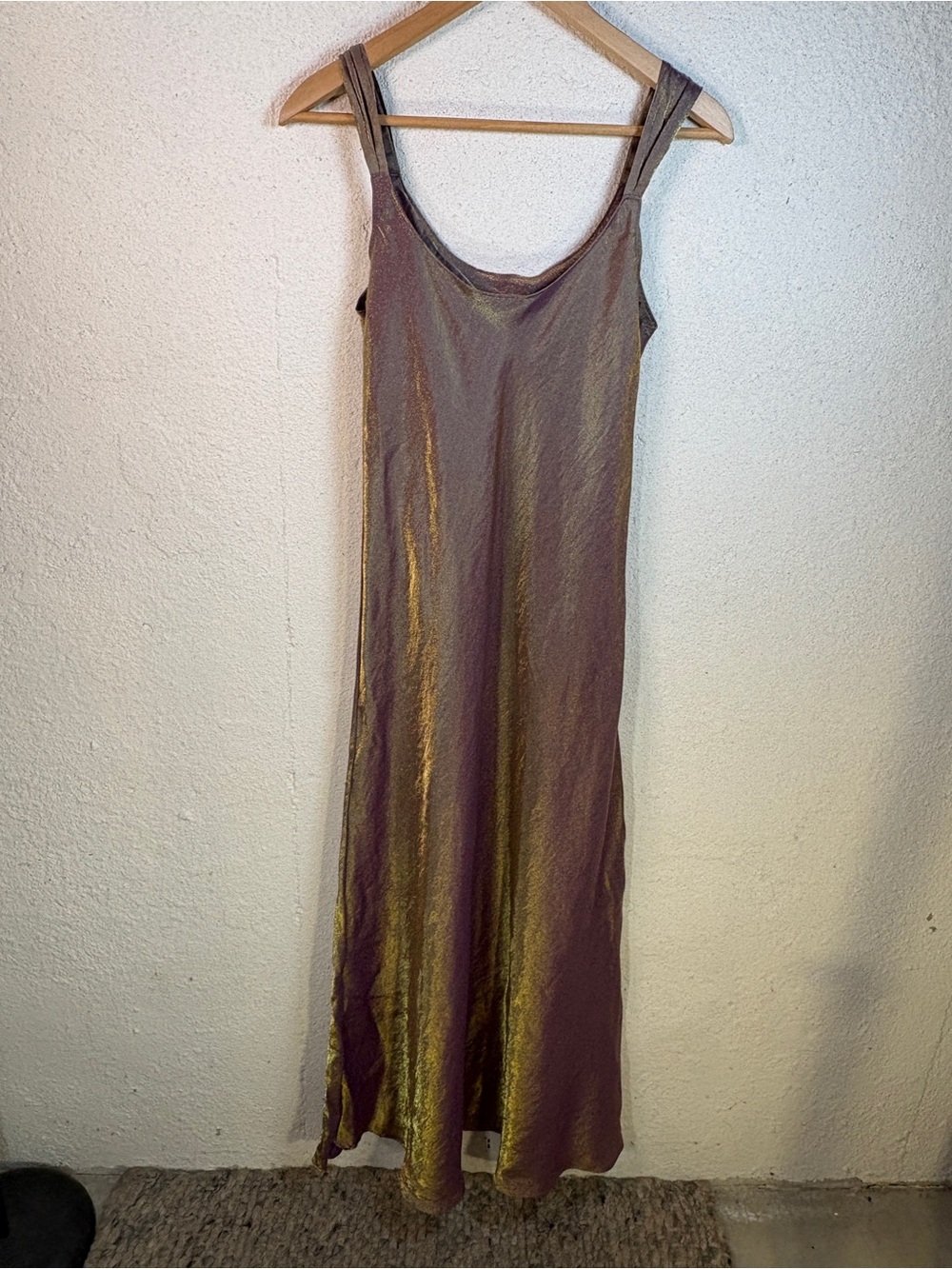 The Y2K Amelia's Slinky Iridescent Maxi Dress in Gold Purple Whimsygoth Wedding - Picture 8 of 9